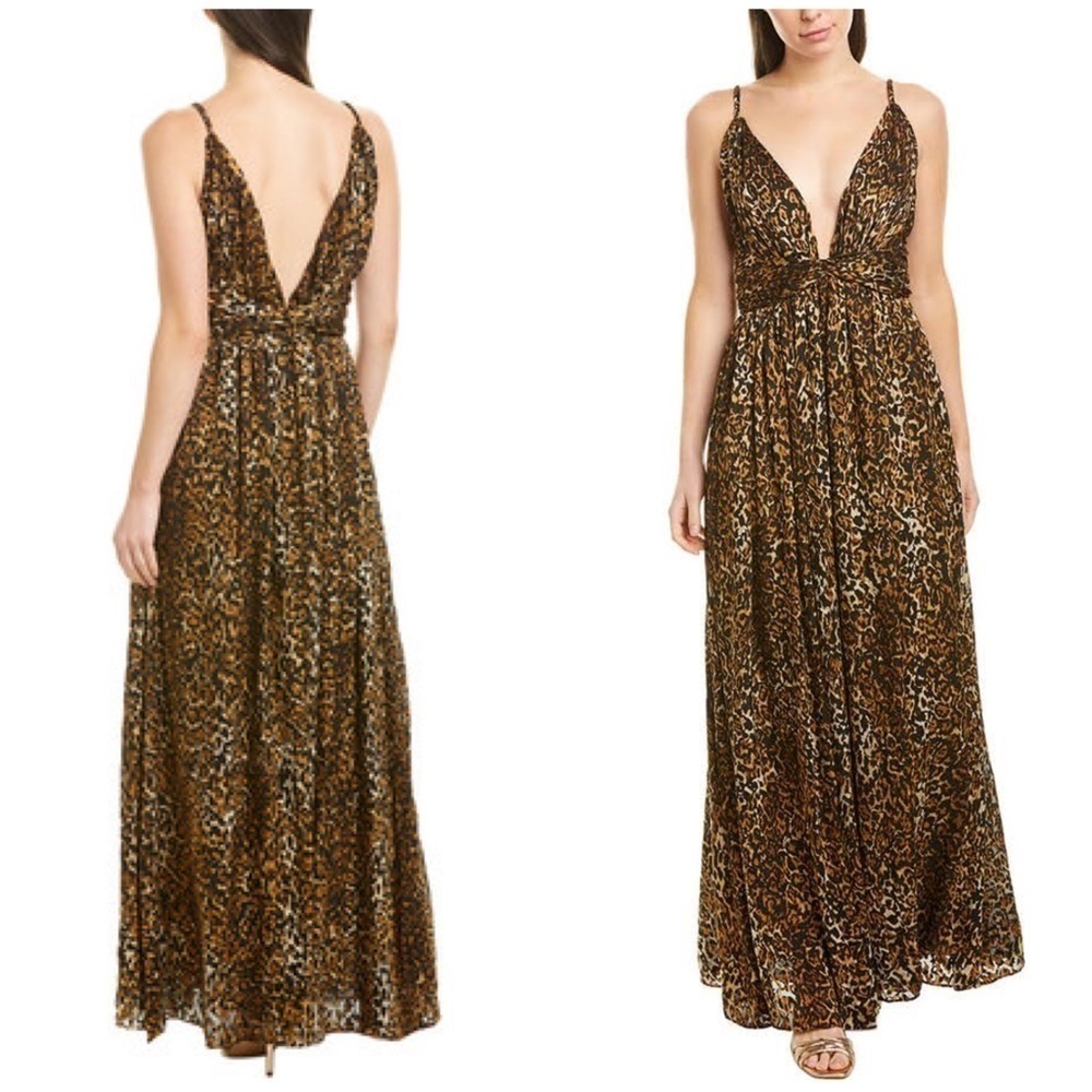 NWT Ronny Kobo Edita Leopard Animal Maxi Dress L​​​​​
